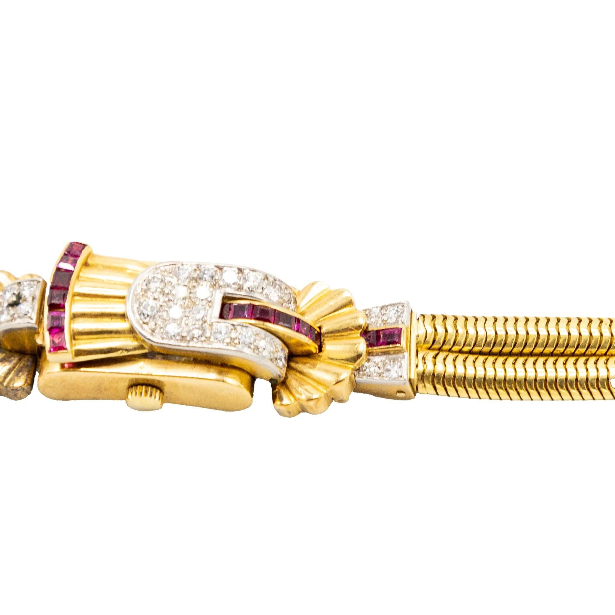 Retro-Diamant, Rubin & Goldabdeckung Uhrenarmband - '40s im Angebot 6