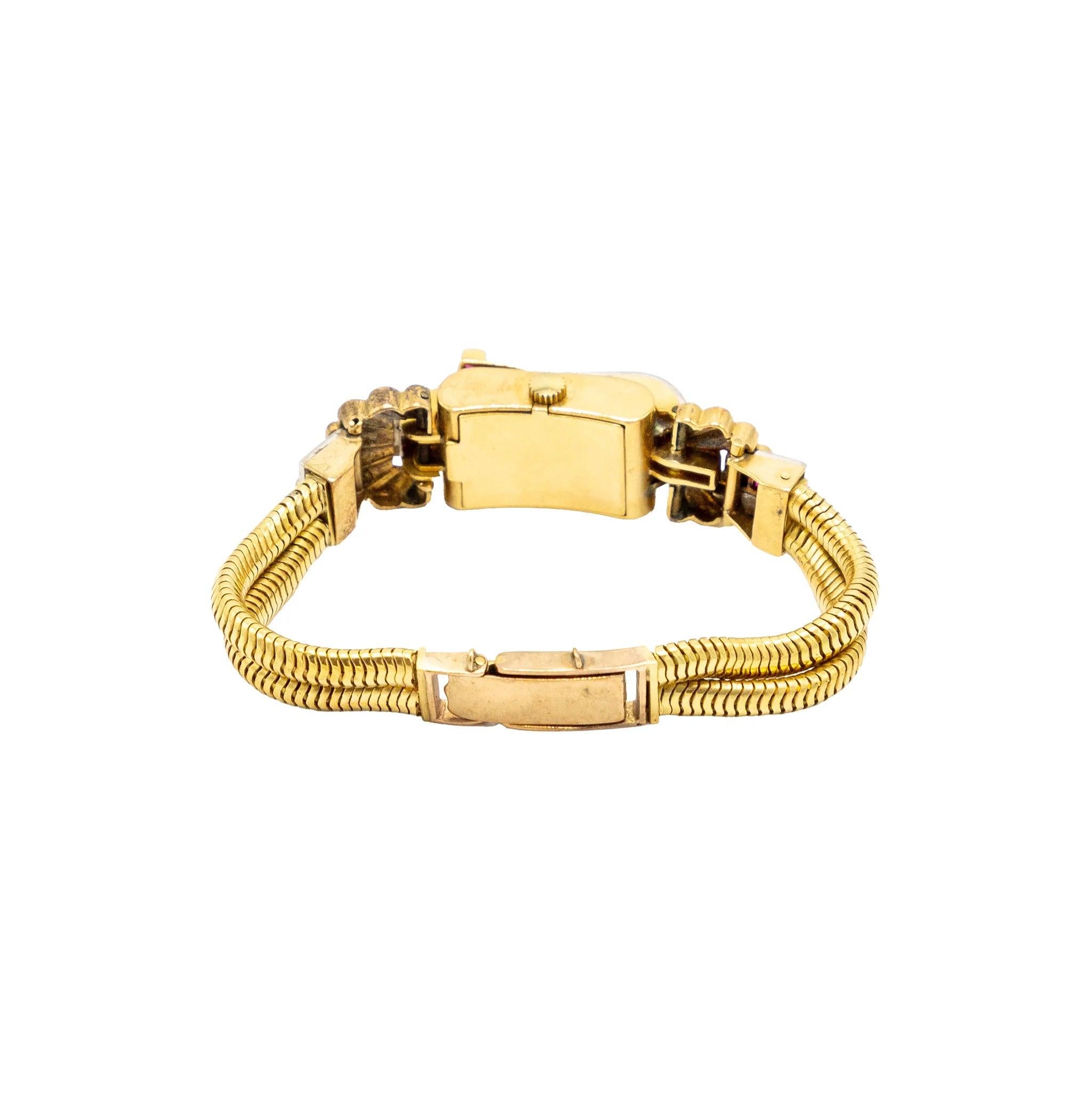 Retro-Diamant, Rubin & Goldabdeckung Uhrenarmband - '40s im Angebot 2