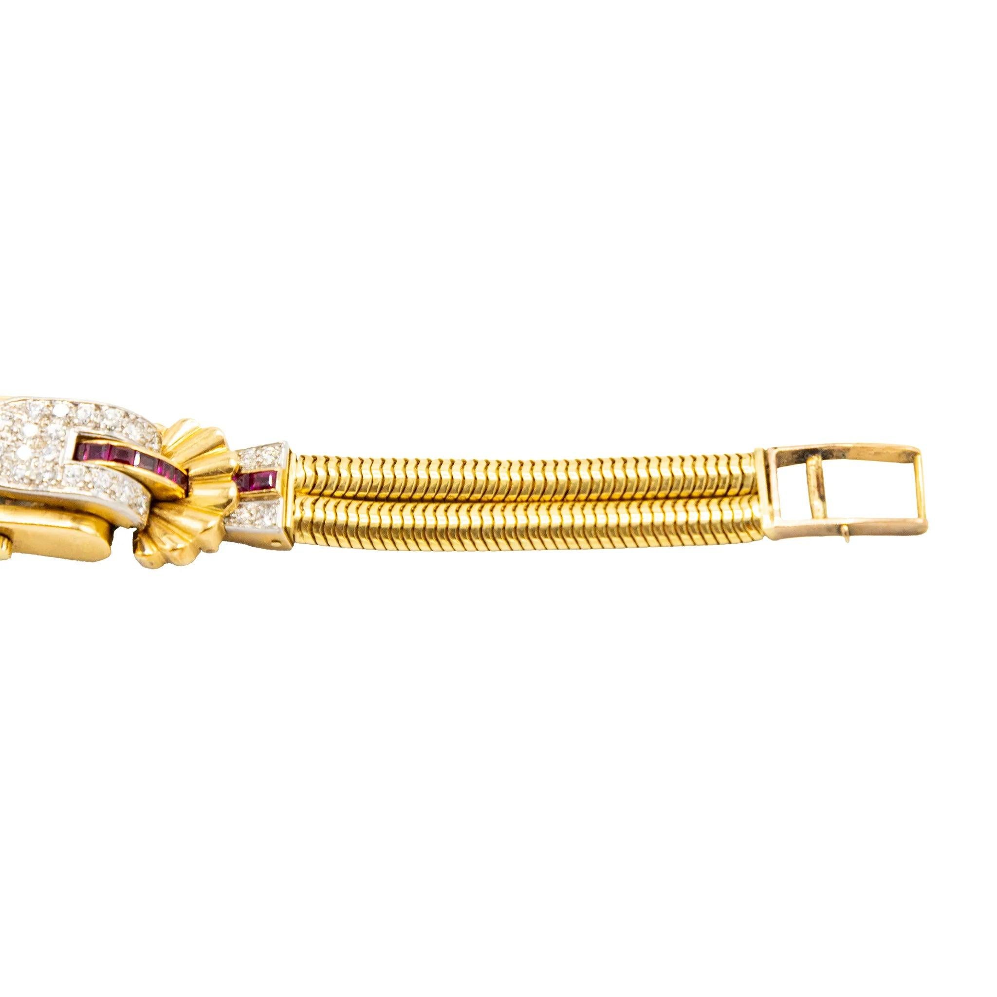 Retro-Diamant, Rubin & Goldabdeckung Uhrenarmband - '40s im Angebot 5