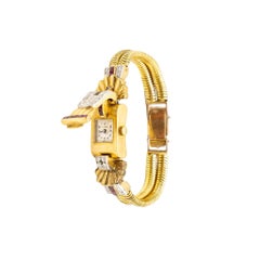 Retro-Diamant, Rubin & Goldabdeckung Uhrenarmband - '40s