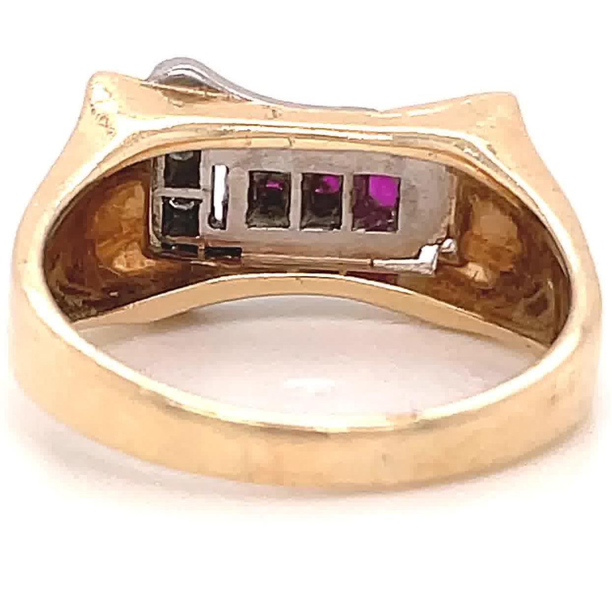 Women's Retro Diamond Ruby Gold Ring