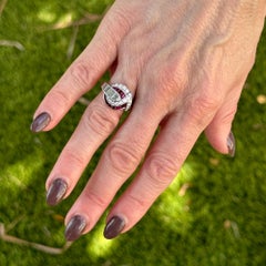 Retro Diamond Ruby Platinum Vintage Circular Vintage Cocktail Ring
