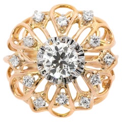 Retro Diamond Set Flower Ring Circa 1940s