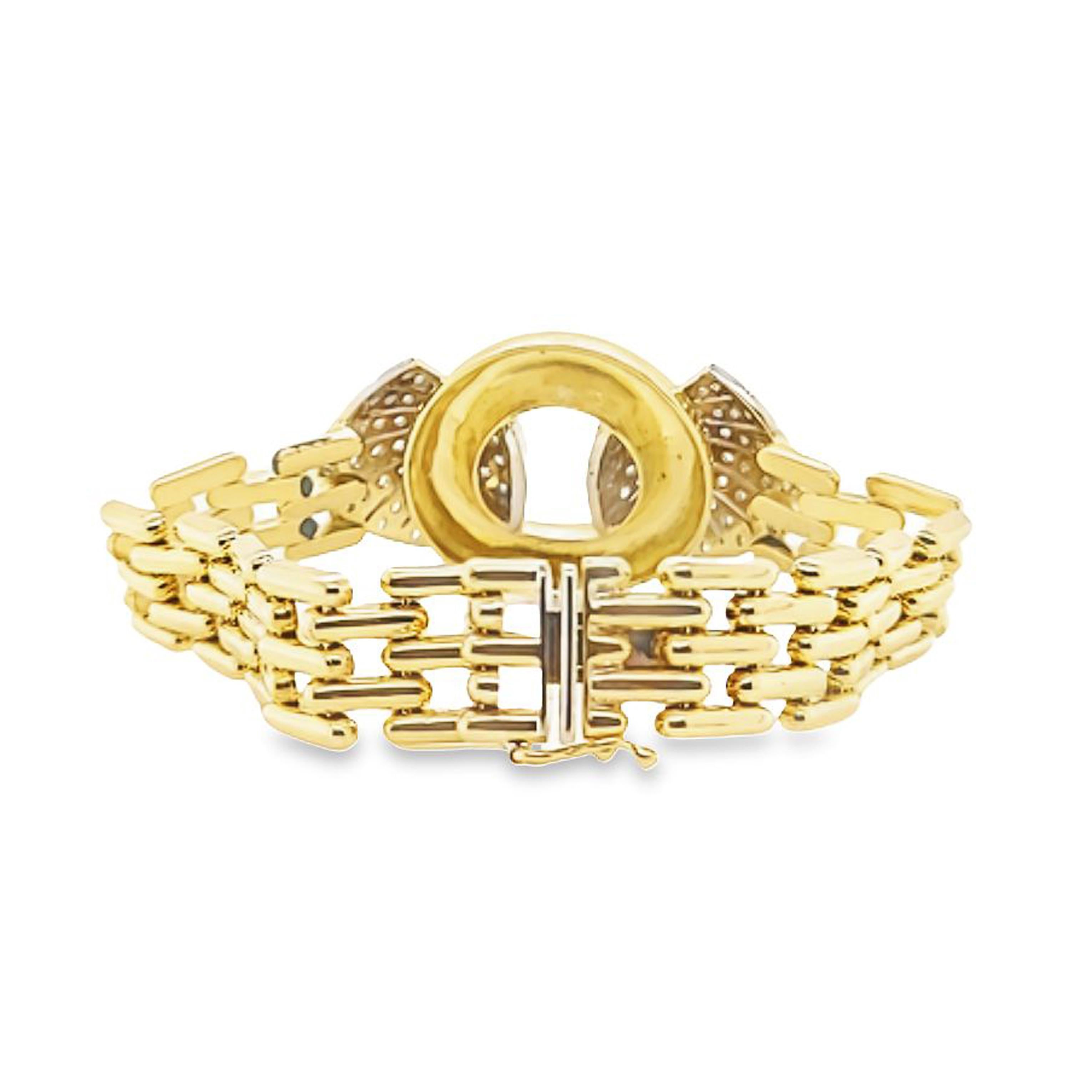 Retro Diamond Spray Bracelet with Rectangular Links In Good Condition For Sale In Coral Gables, FL