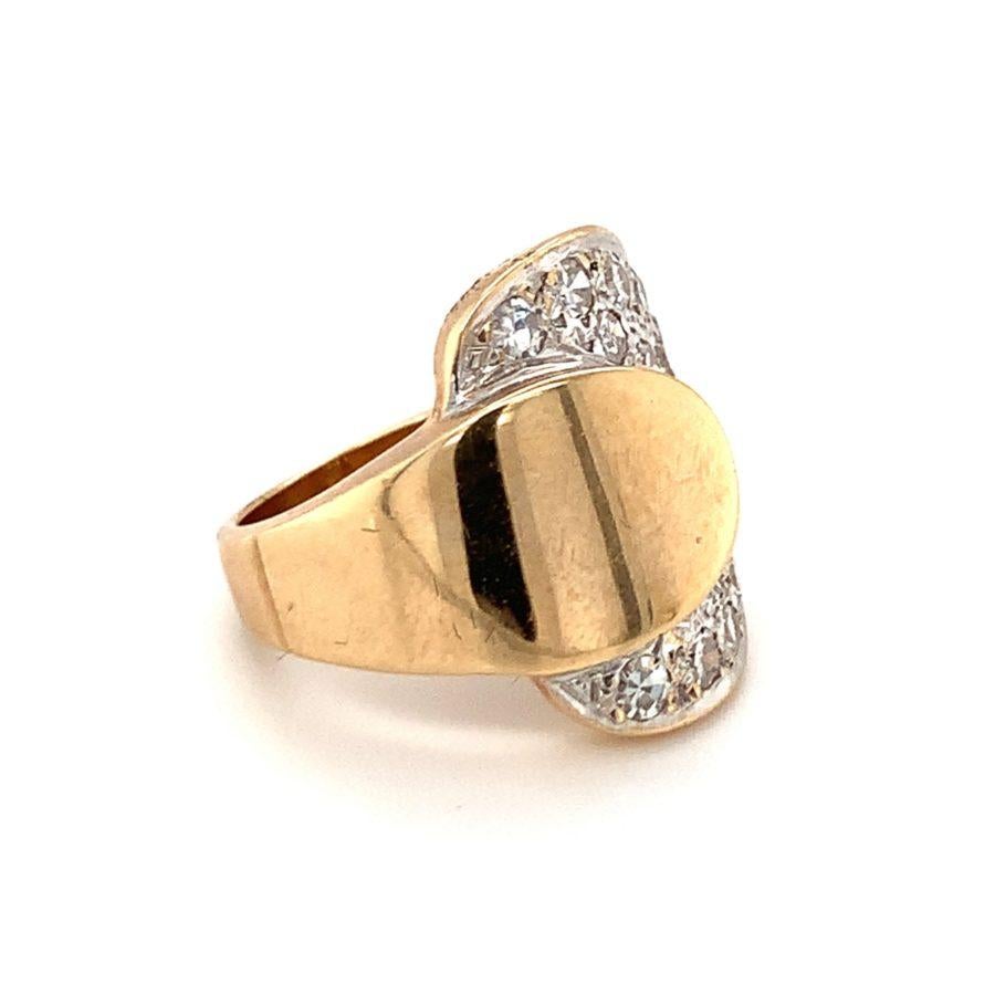 Single Cut Retro Diamond Two-Tone Gold Ring, circa 1940s For Sale