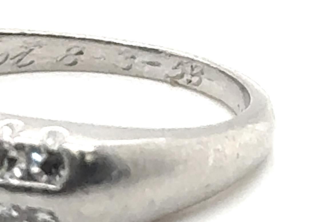 Retro Diamond Wedding Anniversary Band Mined .50ct 1953 Platinum Hartzberg Pour femmes en vente