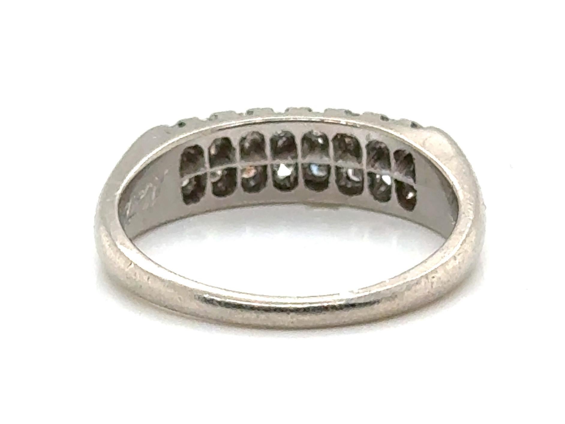 Retro Diamond Wedding Anniversary Band Mined .50ct 1953 Platinum Hartzberg en vente 1