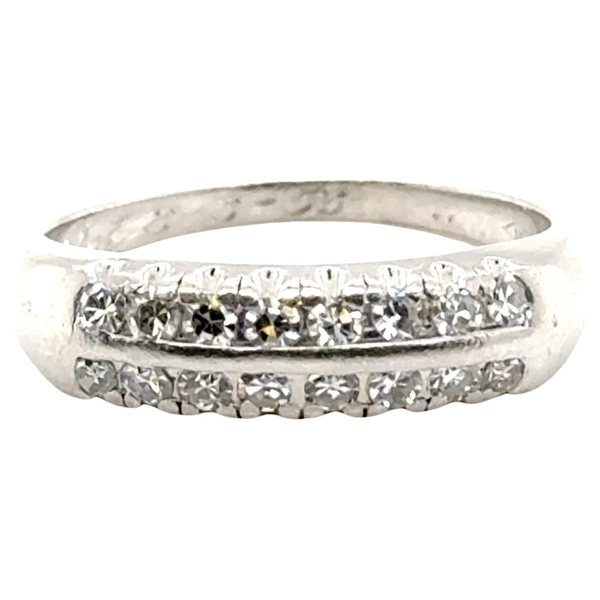 Retro Diamond Wedding Anniversary Band Mined .50ct 1953 Platinum Hartzberg en vente
