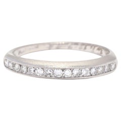 Vintage Diamond Wedding Band, Platinum, Ring, Stackable Diamond Band