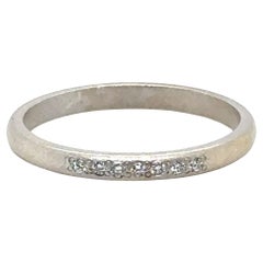 Anello nuziale con diamante retrò e fascia per l'anniversario, coniato a 0,10 carati di platino originale degli anni '40