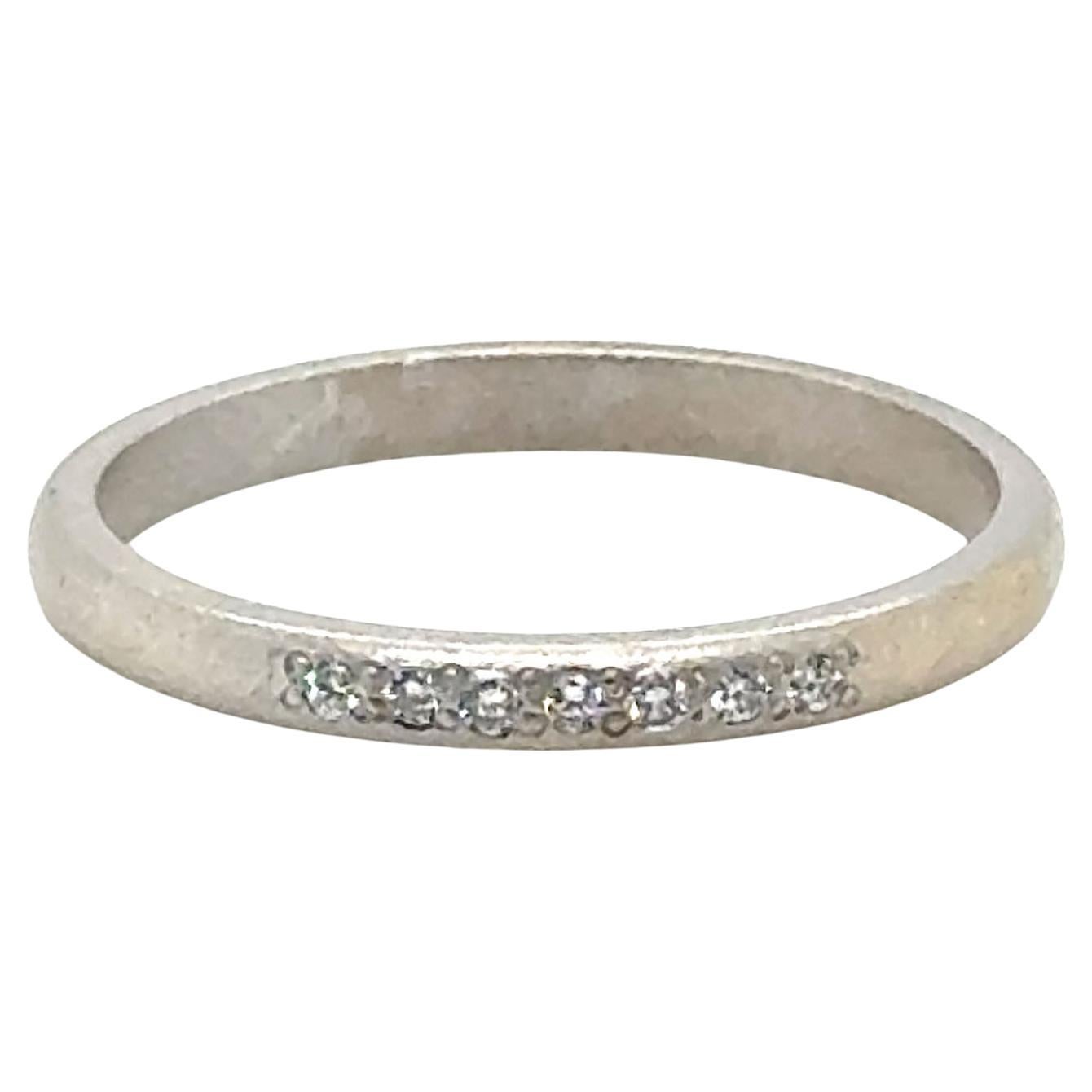 Retro Diamond Wedding Ring Anniversary Band Mined .10ct Platinum Original 1940's