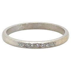 Vintage Diamond Wedding Ring Anniversary Band Mined .10ct Platinum Original 1940's
