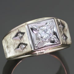 Retro Diamond White & Yellow Gold Men's Ring