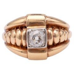 Vintage Diamond Yellow Gold Engagement Ring