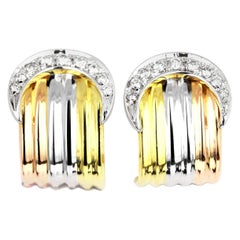 Retro Diamonds "C" Logo Clip-On Earring in 18 Carat Yellow, White and Rose Gold