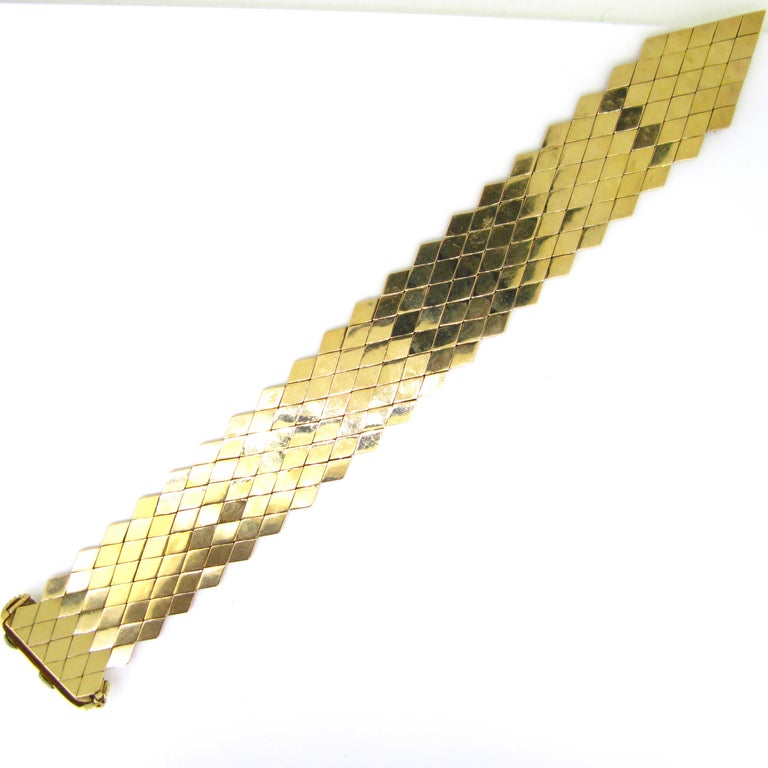 Women's or Men's Retro Ruby and Diamonds Yellow Gold Platinum Belt Large Bracelet For Sale