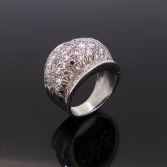 Retro Diamonds White Gold Pave Bombe Dome Fashion Cocktail Ring
