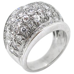 Retro Diamonds White Gold Pave Bombe Dome Fashion Cocktail Ring