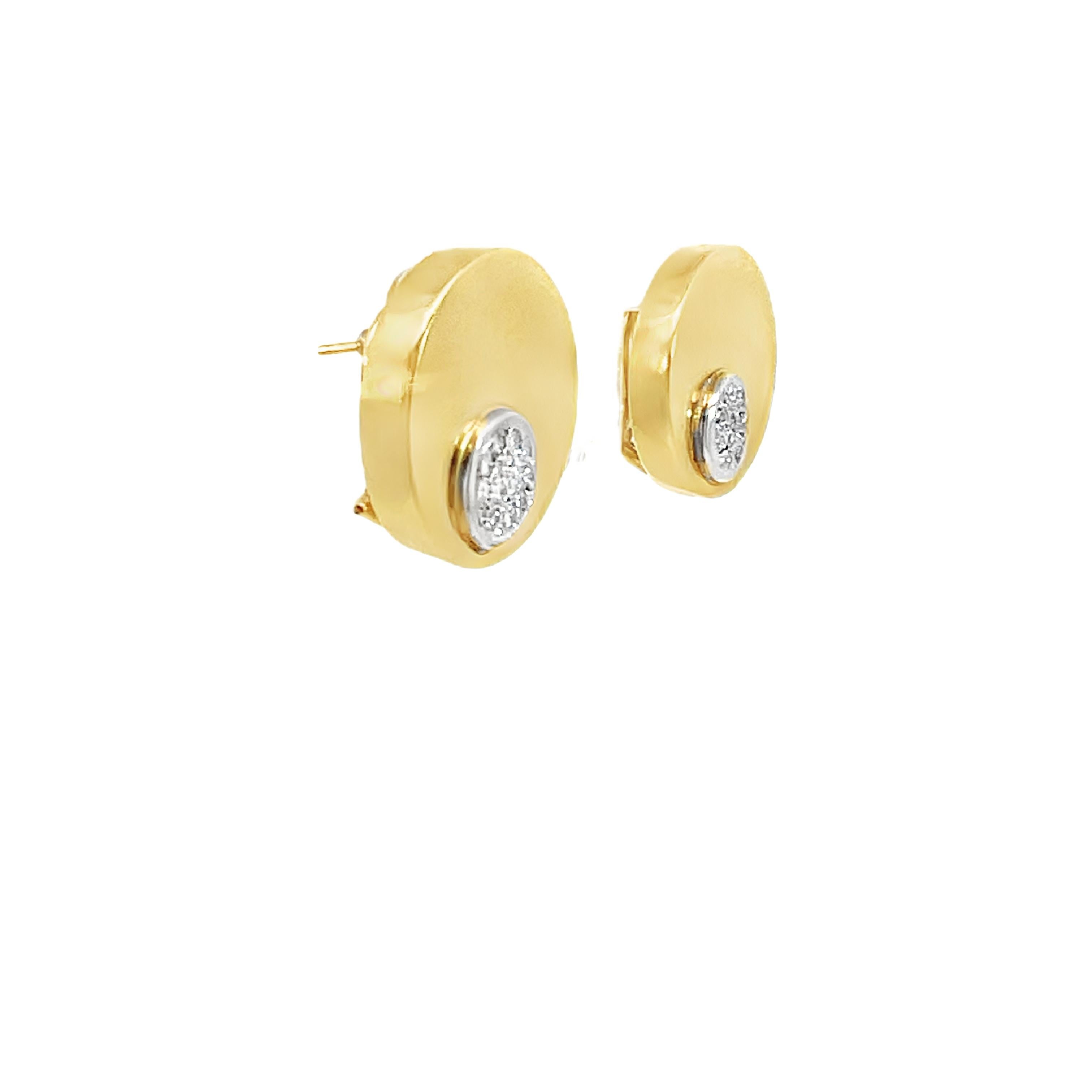 Retro Disc Lever Back Diamond Stud Earrings For Sale 6