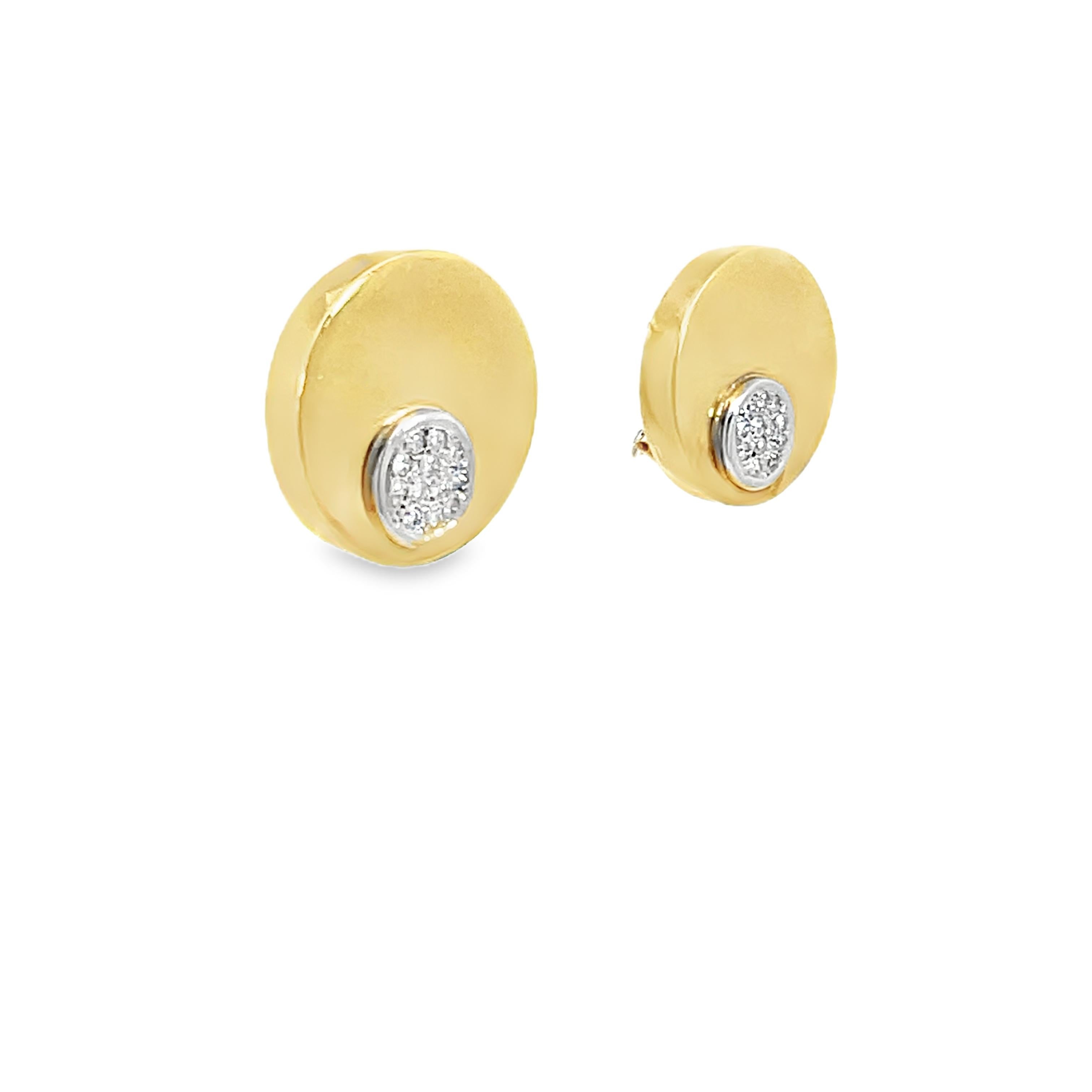 Retro Disc Lever Back Diamond Stud Earrings For Sale 7