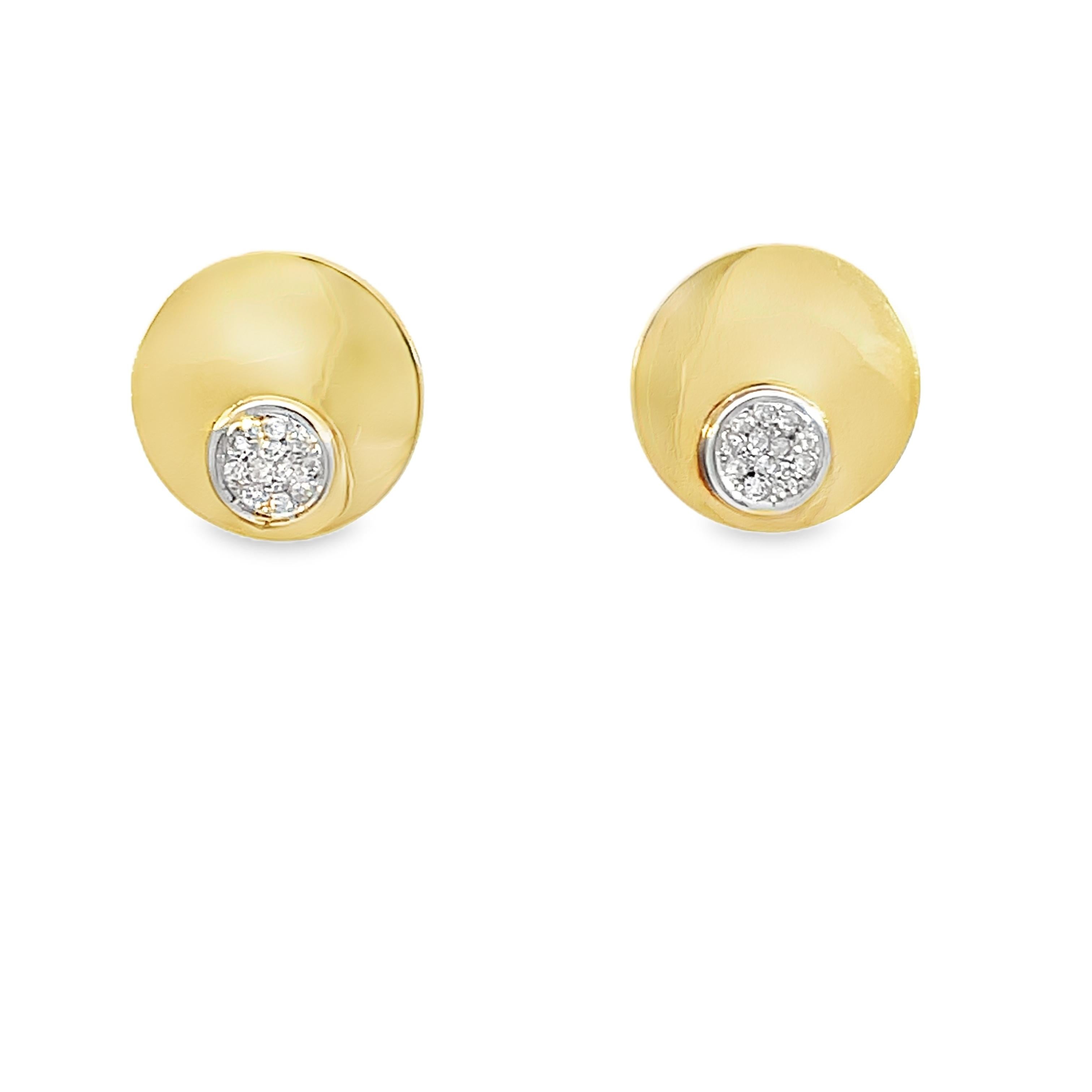 Retro Disc Lever Back Diamond Stud Earrings For Sale 9
