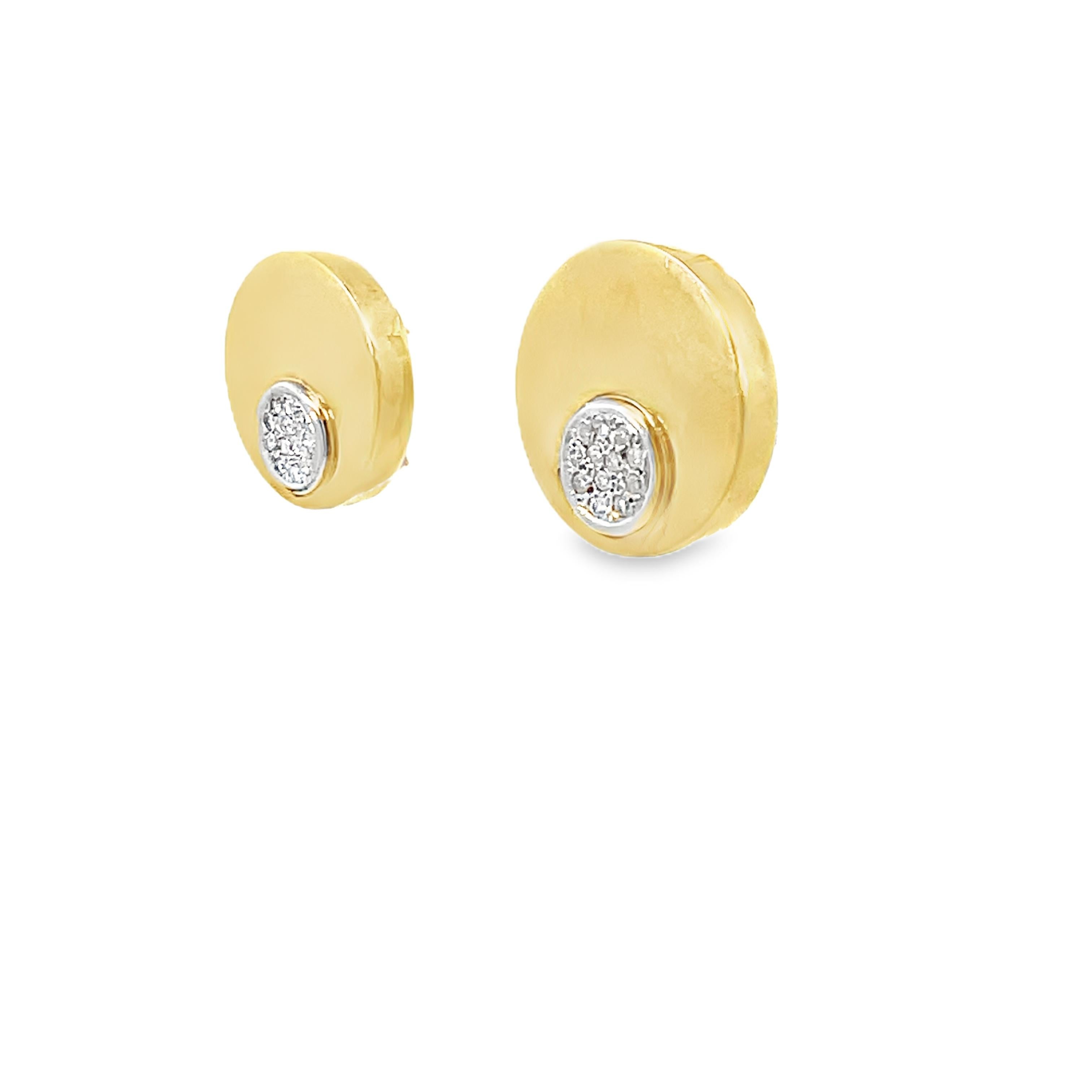 Retro Disc Lever Back Diamond Stud Earrings For Sale 1