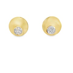 Retro Disc Lever Back Diamond Stud Earrings