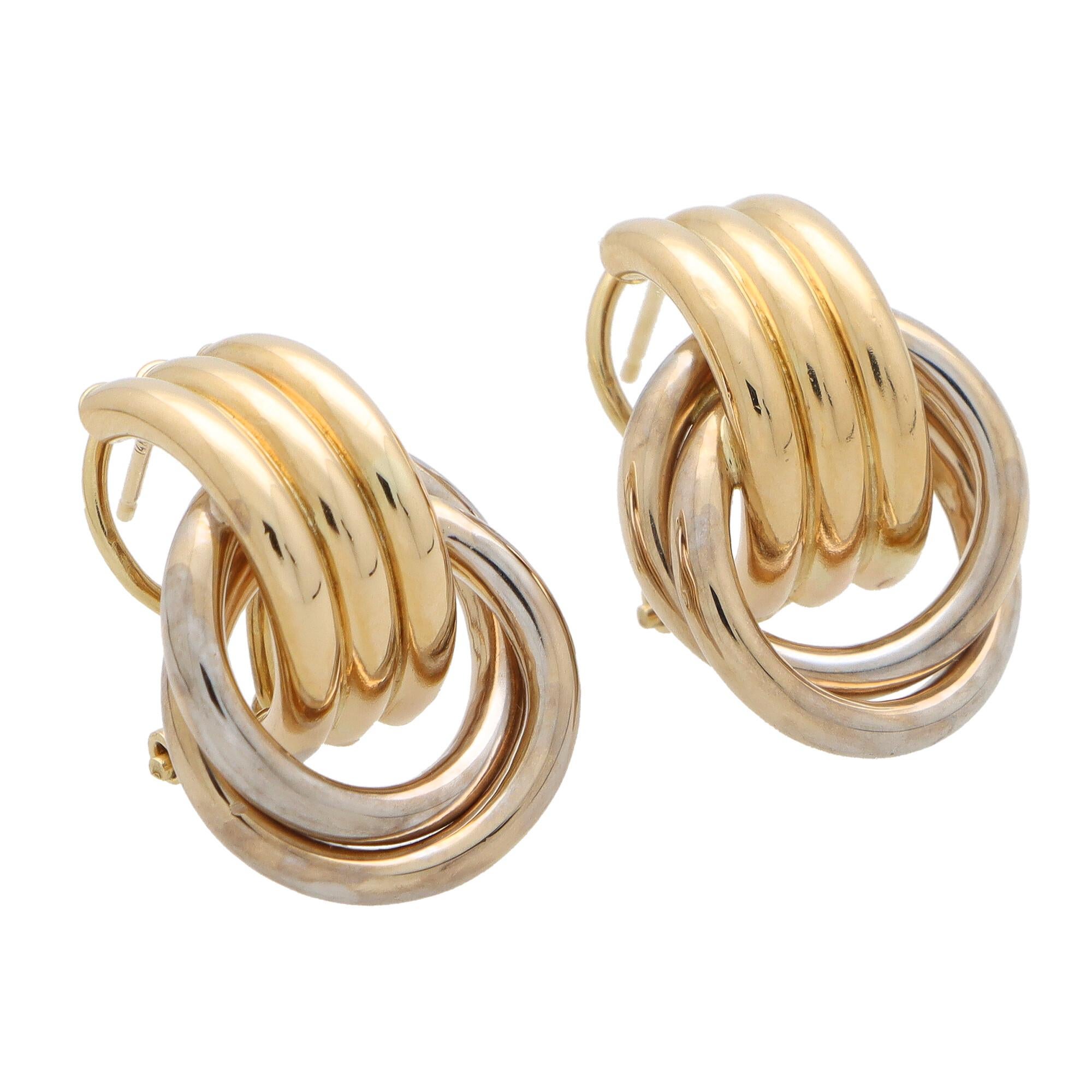 Retro Retro Türklopfer-Ohrringe aus 14k Gelb- und Weißgold für Damen oder Herren