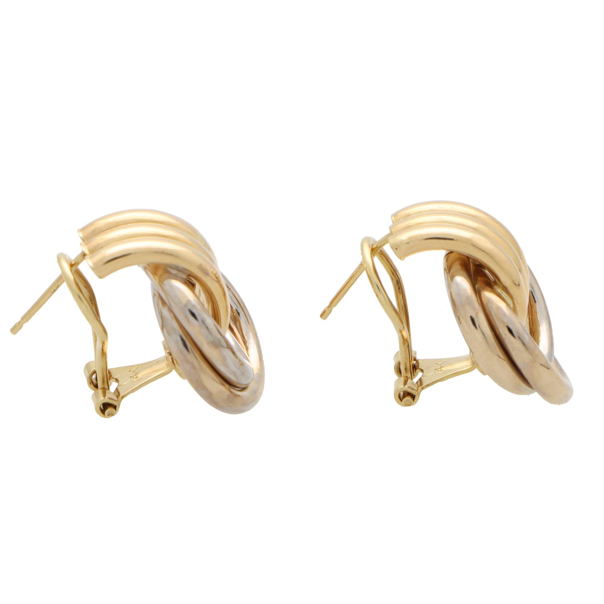 Retro Retro Türklopfer-Ohrringe aus 14k Gelb- und Weißgold 1