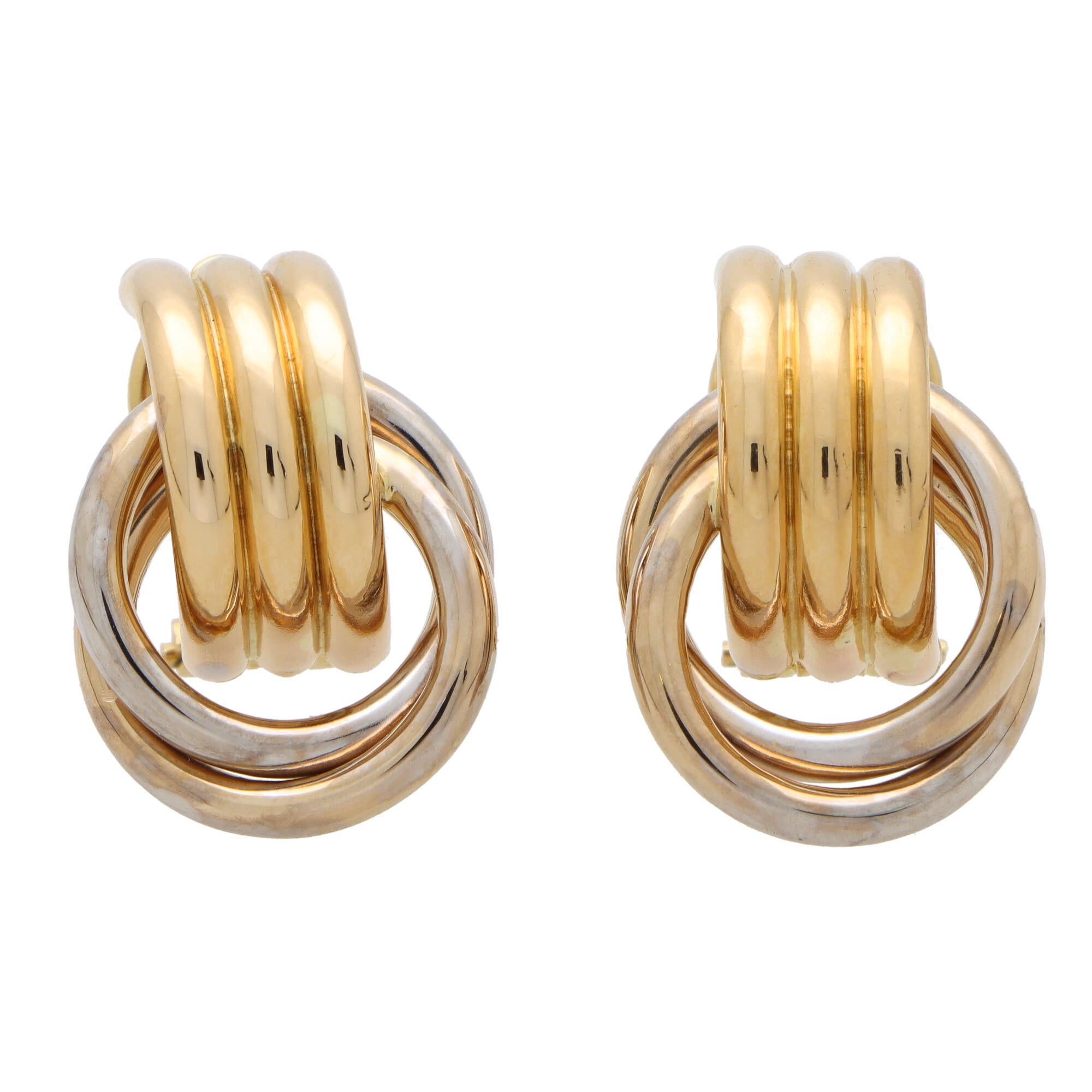 Retro Retro Türklopfer-Ohrringe aus 14k Gelb- und Weißgold 2