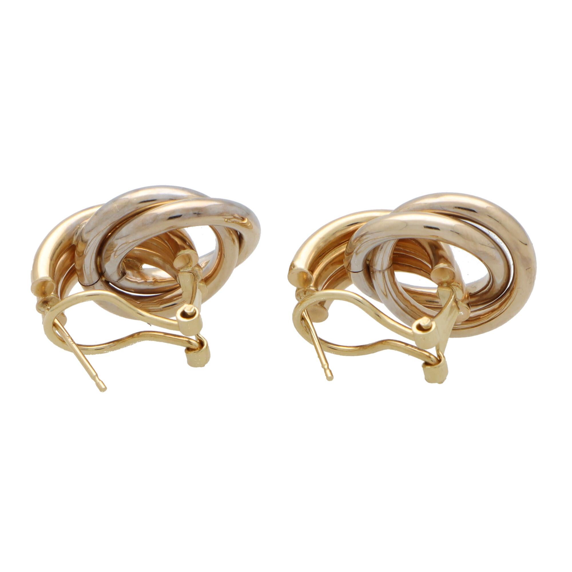 Retro Retro Türklopfer-Ohrringe aus 14k Gelb- und Weißgold 3