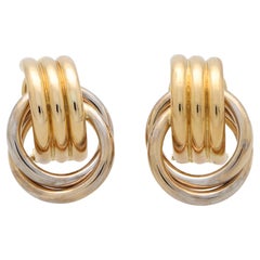Retro Door Knocker Earrings Set in 14k Yellow and White Gold