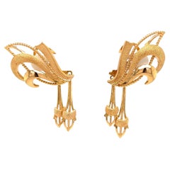 Retro Drop Gold Earrings Estate Fine Jewelry