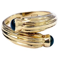 Retro Duo Smaragd-Cluster-Ring mit Cabochon aus 18 Karat Gold