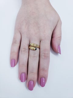 Retro Duo Emerald Cabochon 18 Karat Gold Cluster Ring