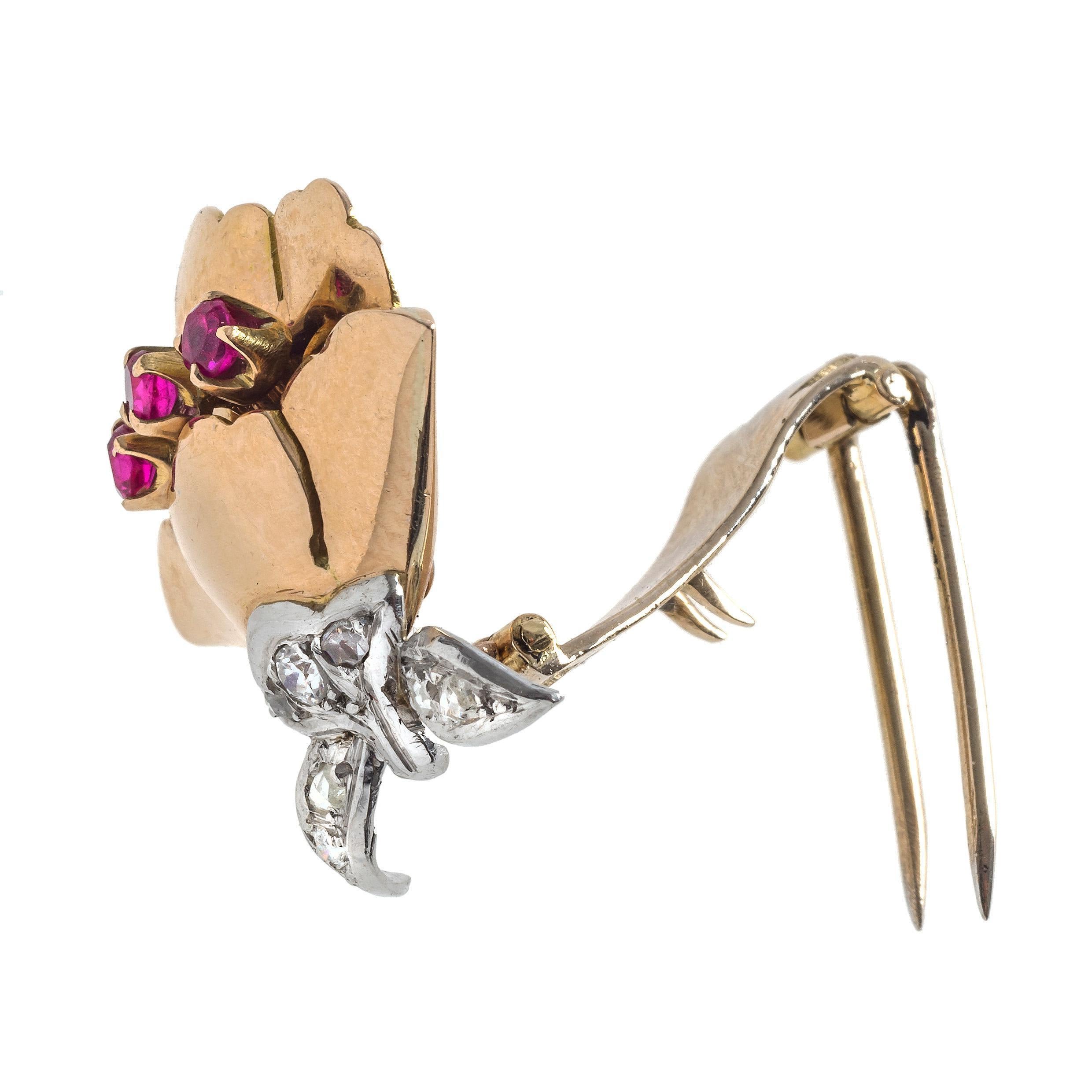  Art Deco Rubin Diamant A.B.Davis 14k Gold Ohrclips Clip-On Ohrringe Kleiderclips (Alteuropäischer Schliff) im Angebot