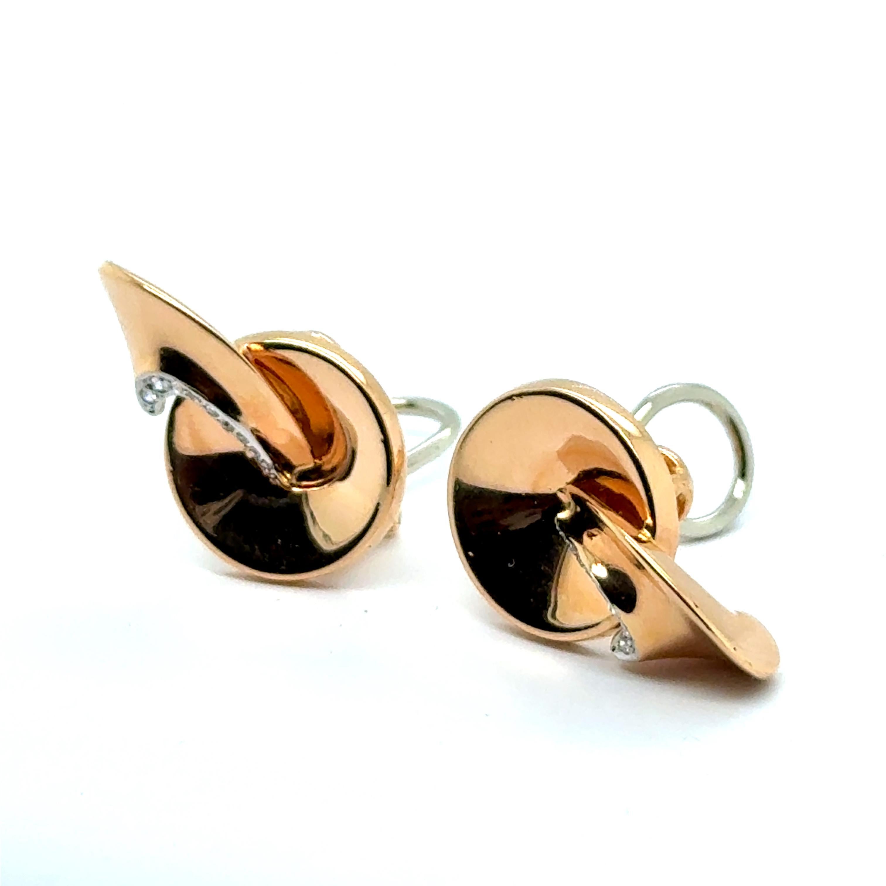 Retro Earrings with Diamonds in 18 Karat Red & White Gold by Gübelin For Sale 7
