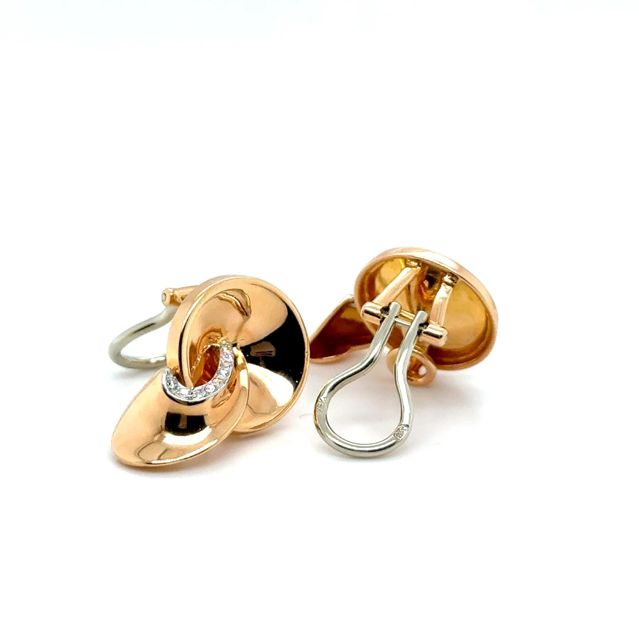Retro Earrings with Diamonds in 18 Karat Red & White Gold by Gübelin For Sale 8