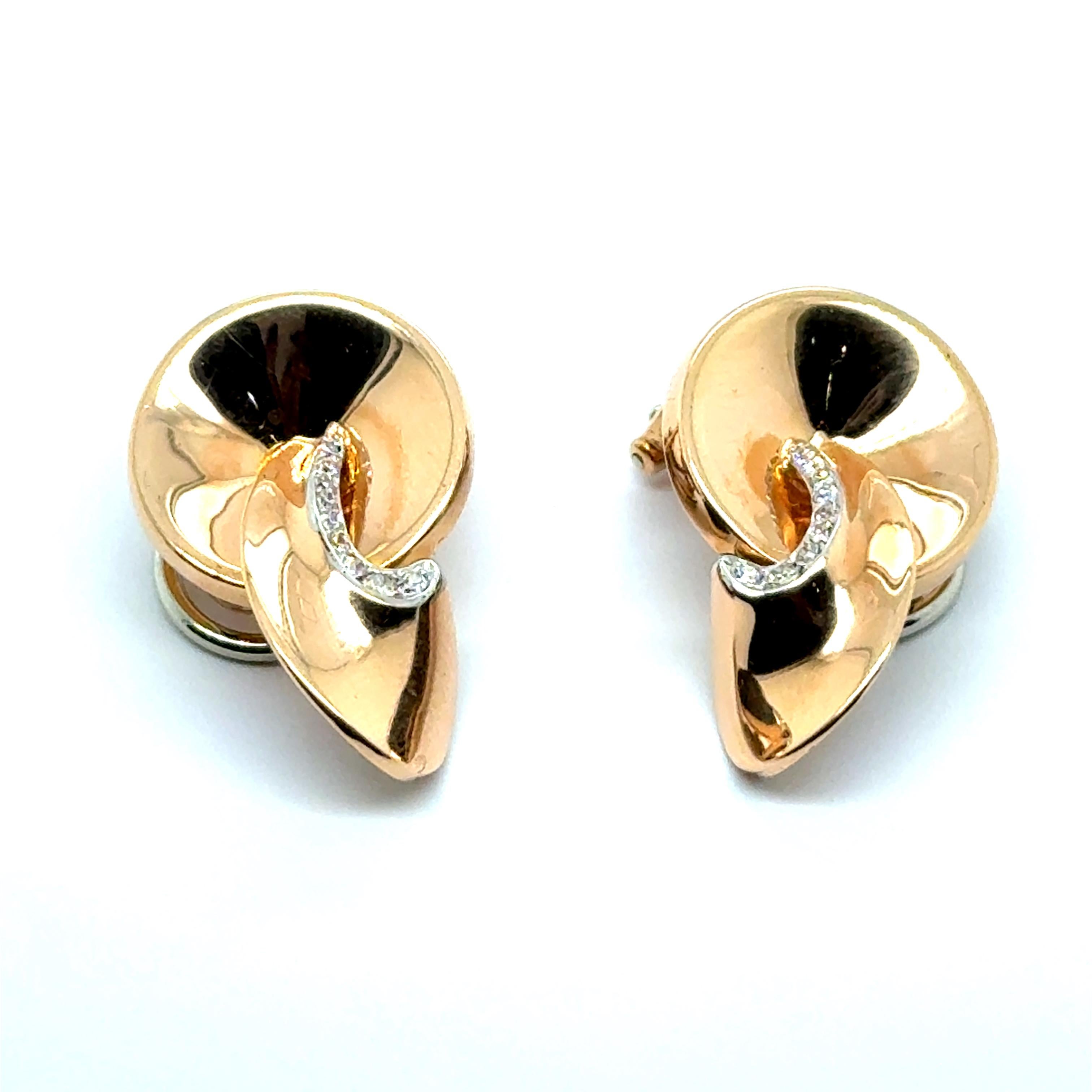 Retro Earrings with Diamonds in 18 Karat Red & White Gold by Gübelin For Sale 9