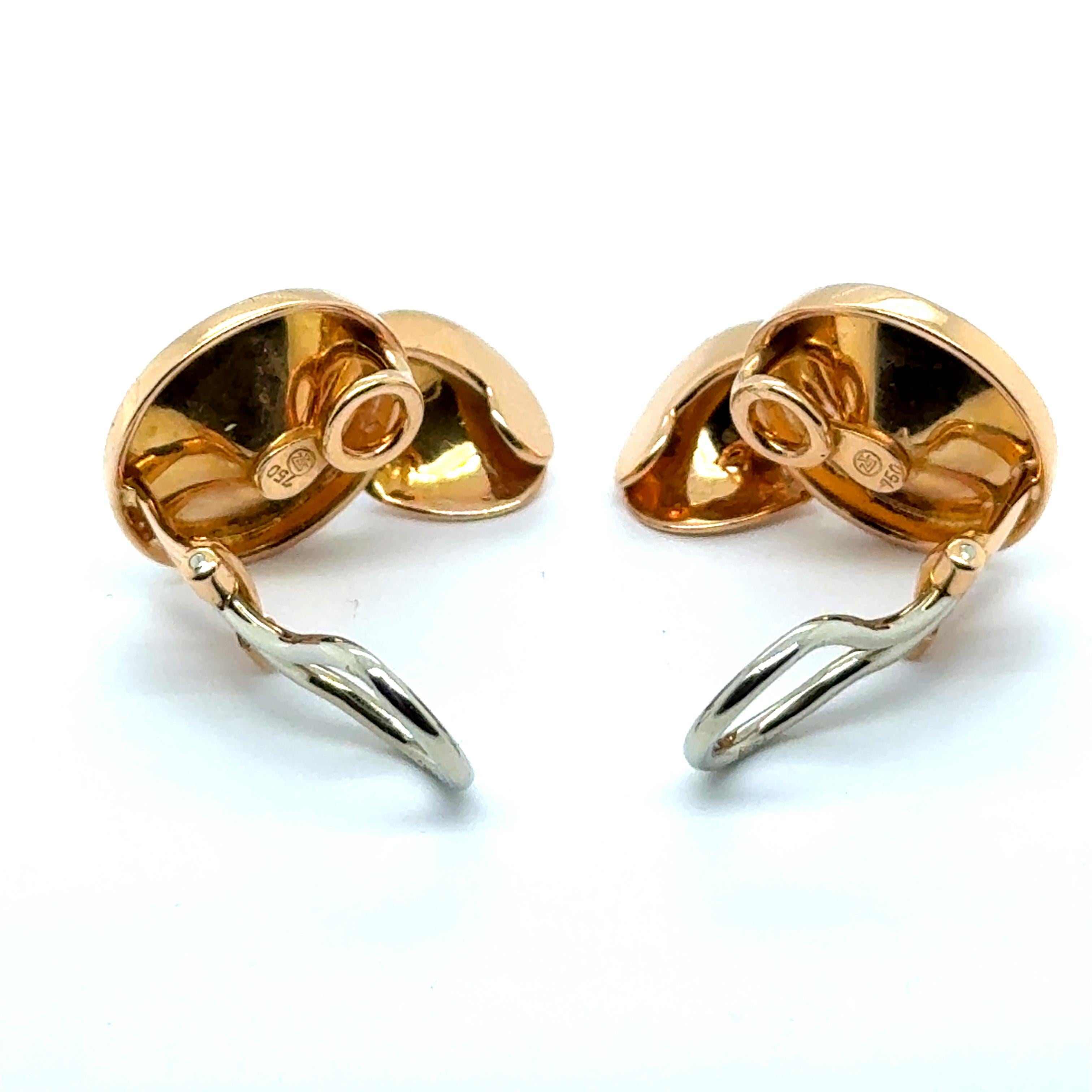 Modern Retro Earrings with Diamonds in 18 Karat Red & White Gold by Gübelin For Sale