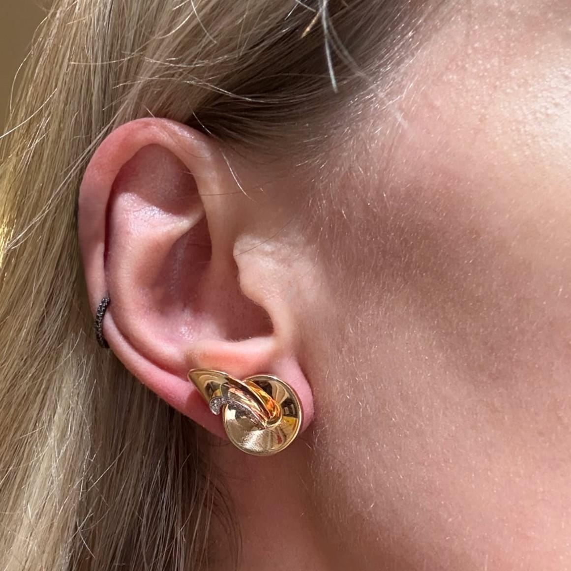 Single Cut Retro Earrings with Diamonds in 18 Karat Red & White Gold by Gübelin For Sale
