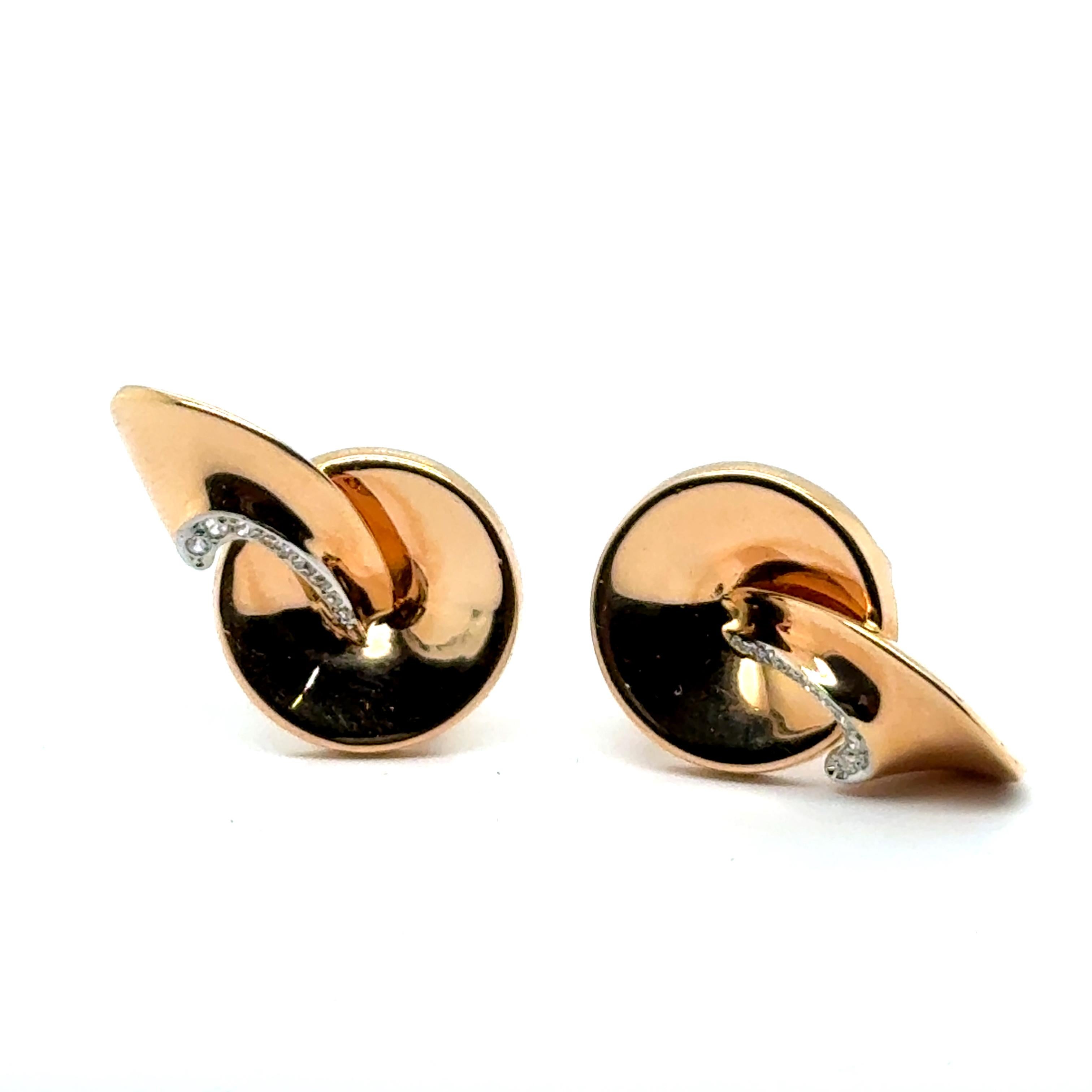 Retro Earrings with Diamonds in 18 Karat Red & White Gold by Gübelin For Sale 1