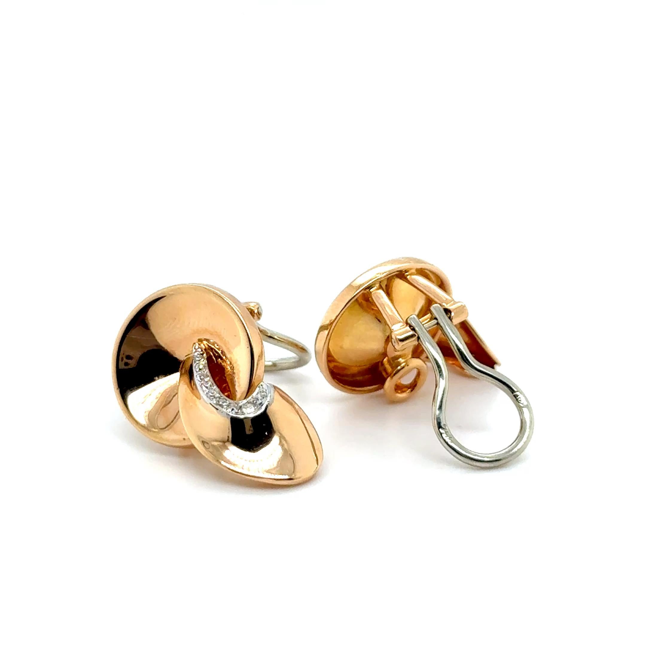 Retro Earrings with Diamonds in 18 Karat Red & White Gold by Gübelin For Sale 2