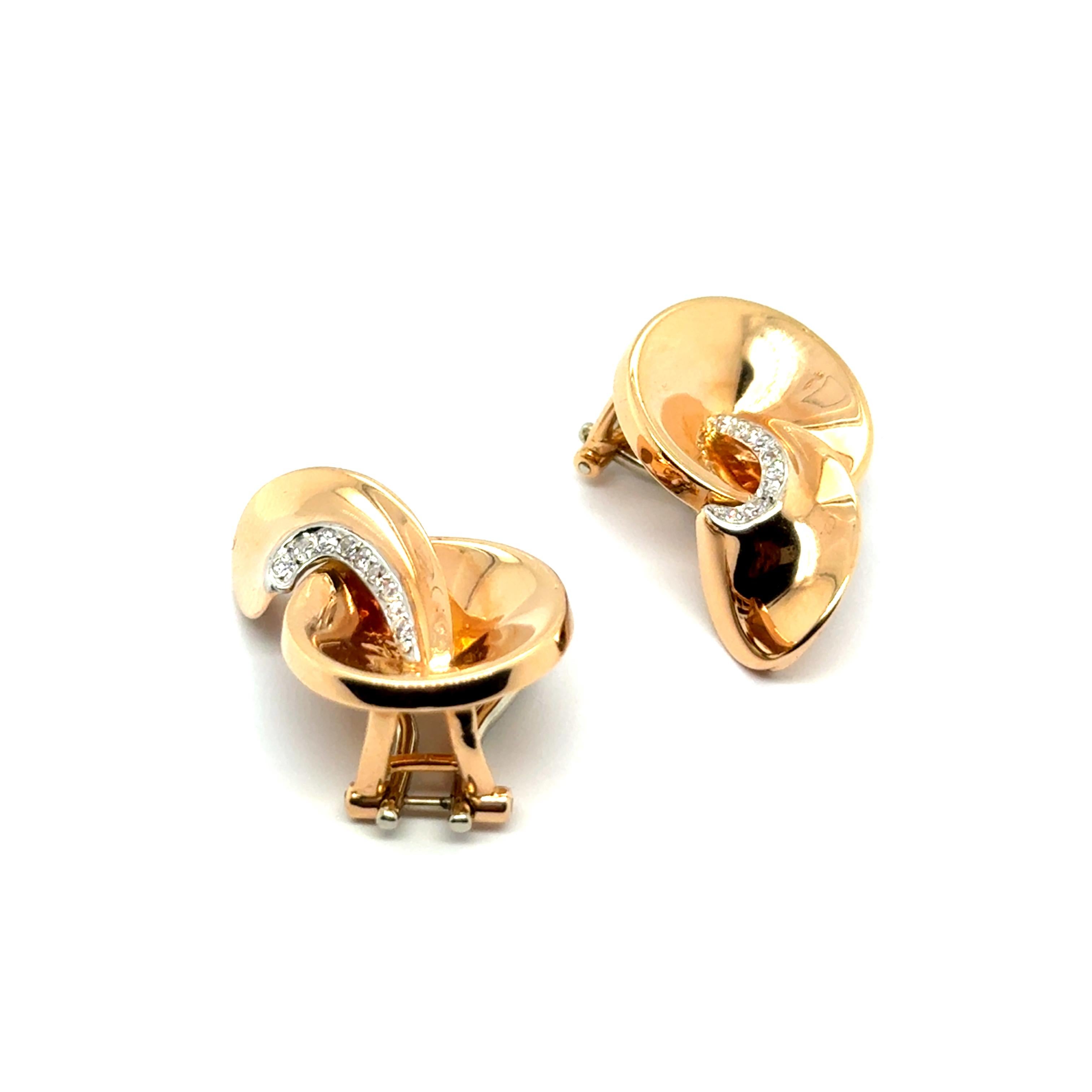 Retro Earrings with Diamonds in 18 Karat Red & White Gold by Gübelin For Sale 4