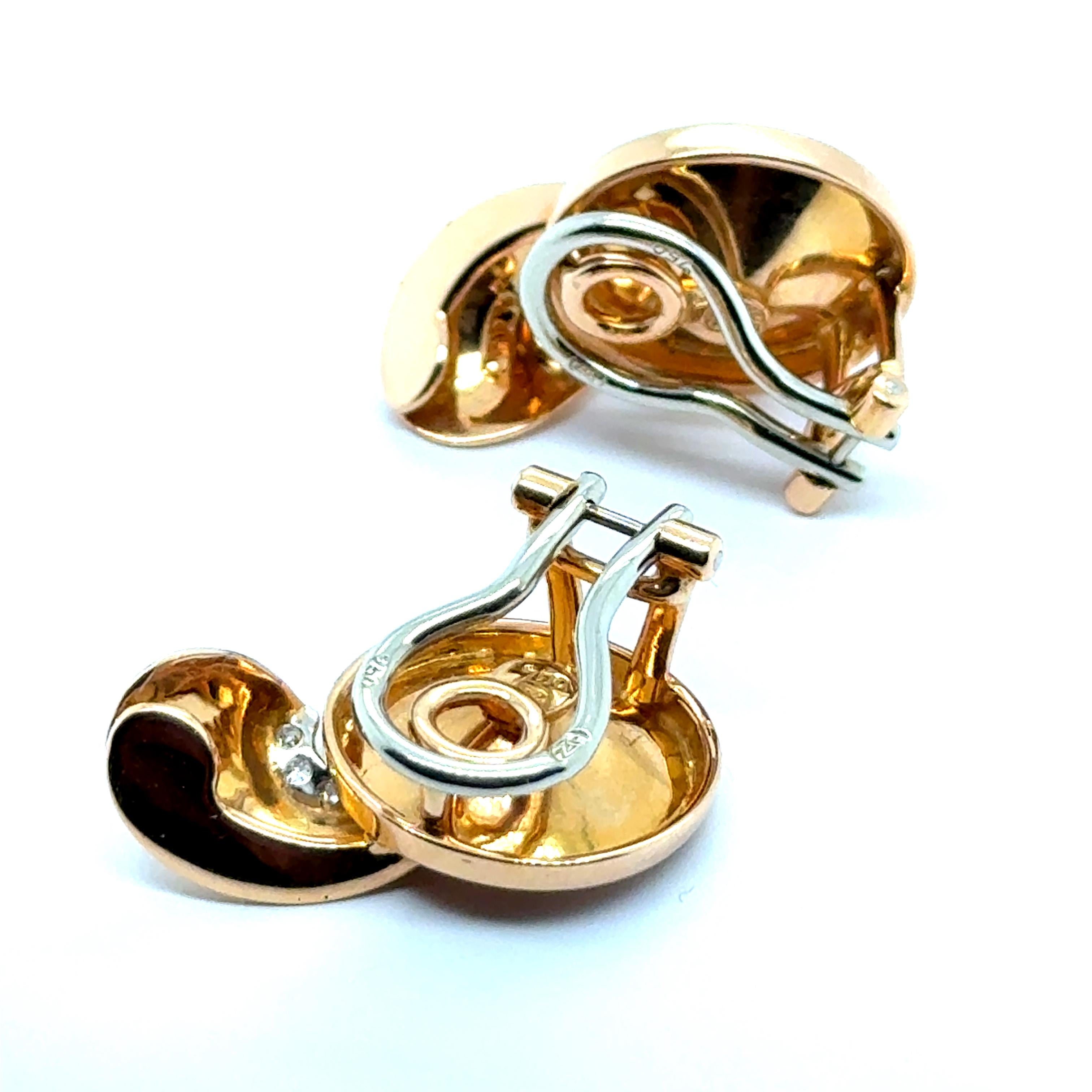 Retro Earrings with Diamonds in 18 Karat Red & White Gold by Gübelin For Sale 5