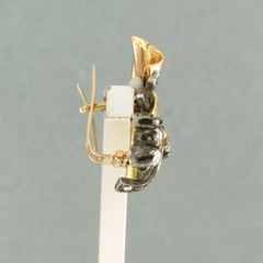 RETRO-Ohrringe mit Rubin und Diamanten im Rosenschliff 18k Gold und Silber