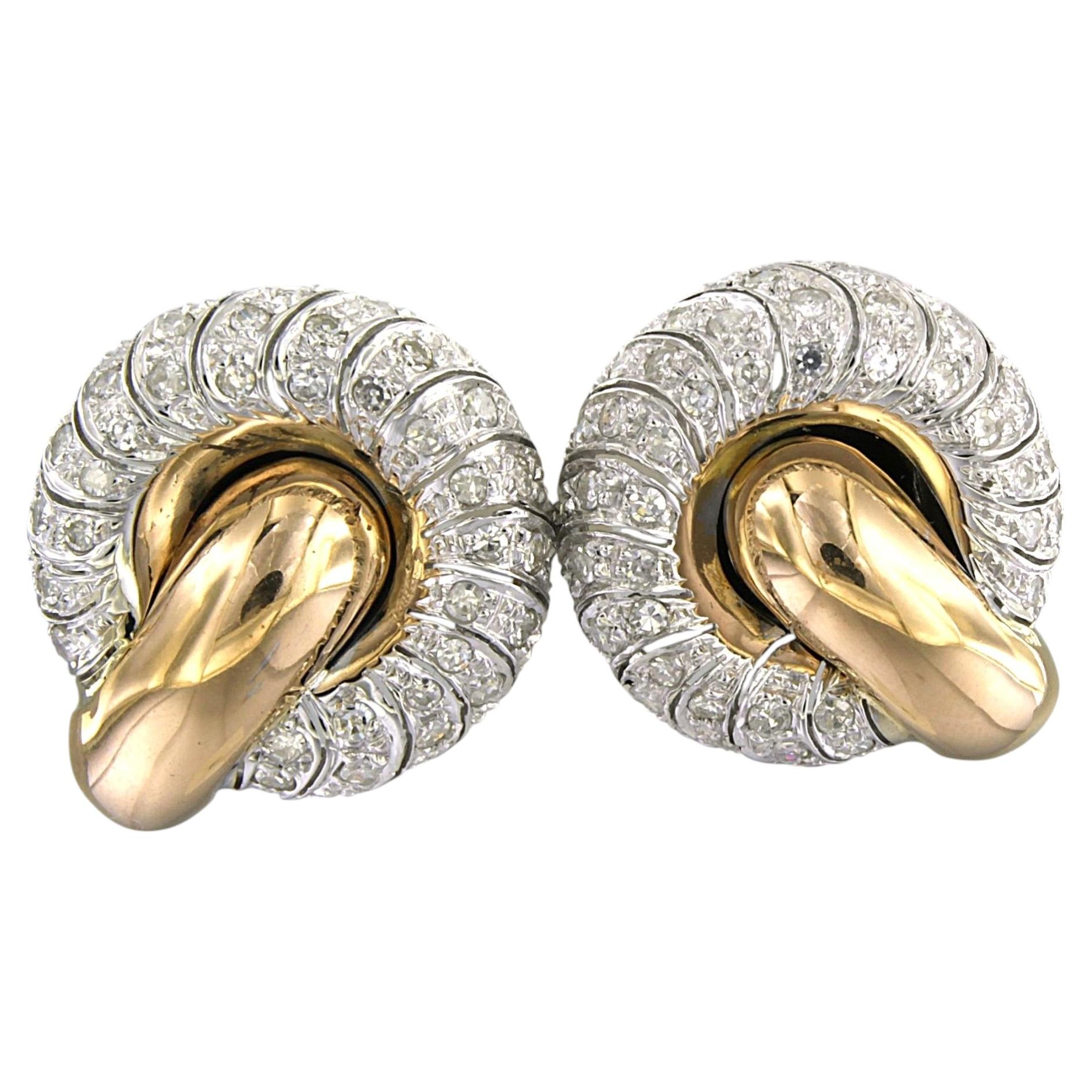 RETRO Earrings with single cut diamonds up to 2.00ct 18k gold 23.6 grams