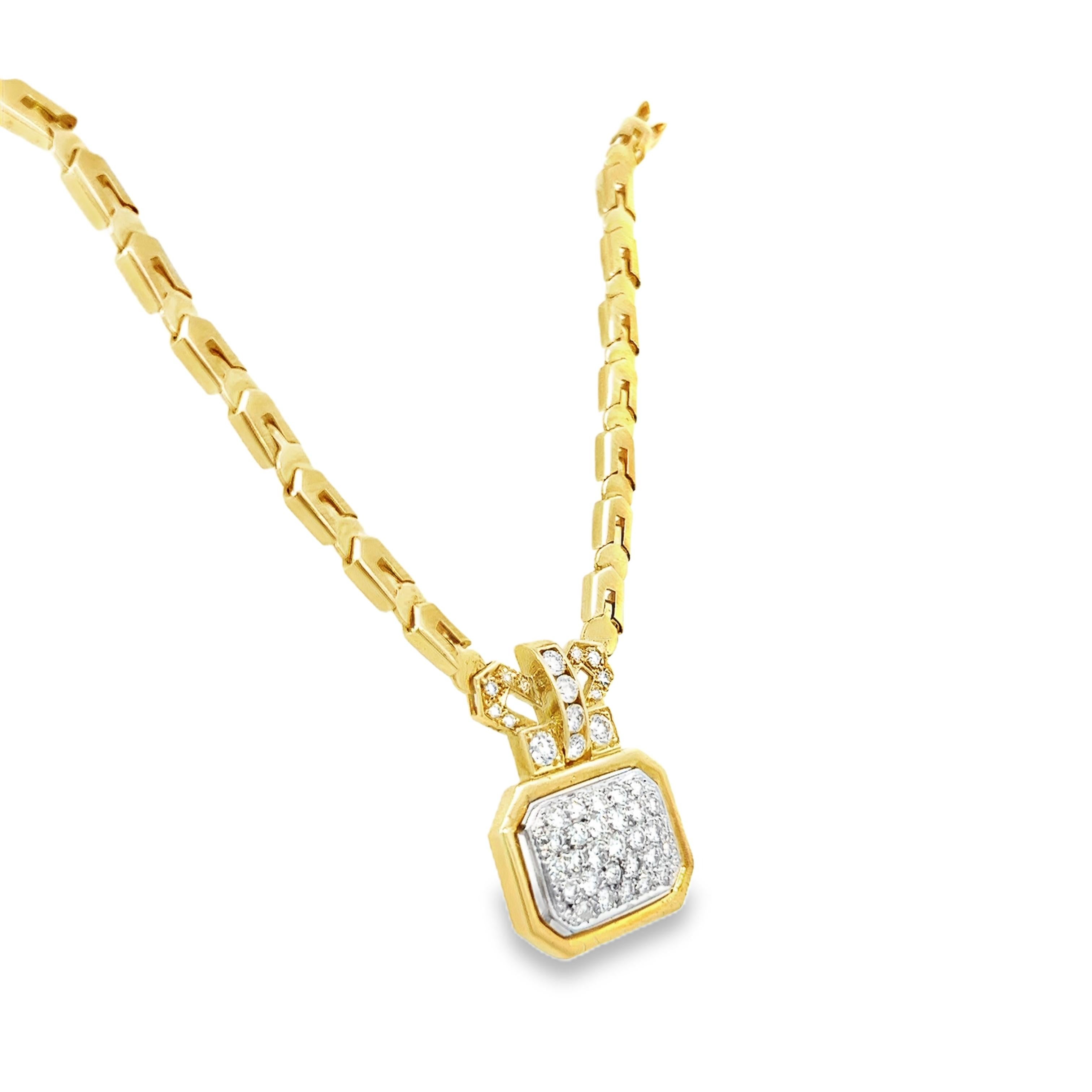 Rétro Collana egiziana bizantina con ciondolo geometrico e diamante a catena in vendita
