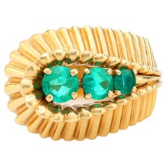 Retro Smaragdring aus 18 Karat Gelbgold mit Smaragd