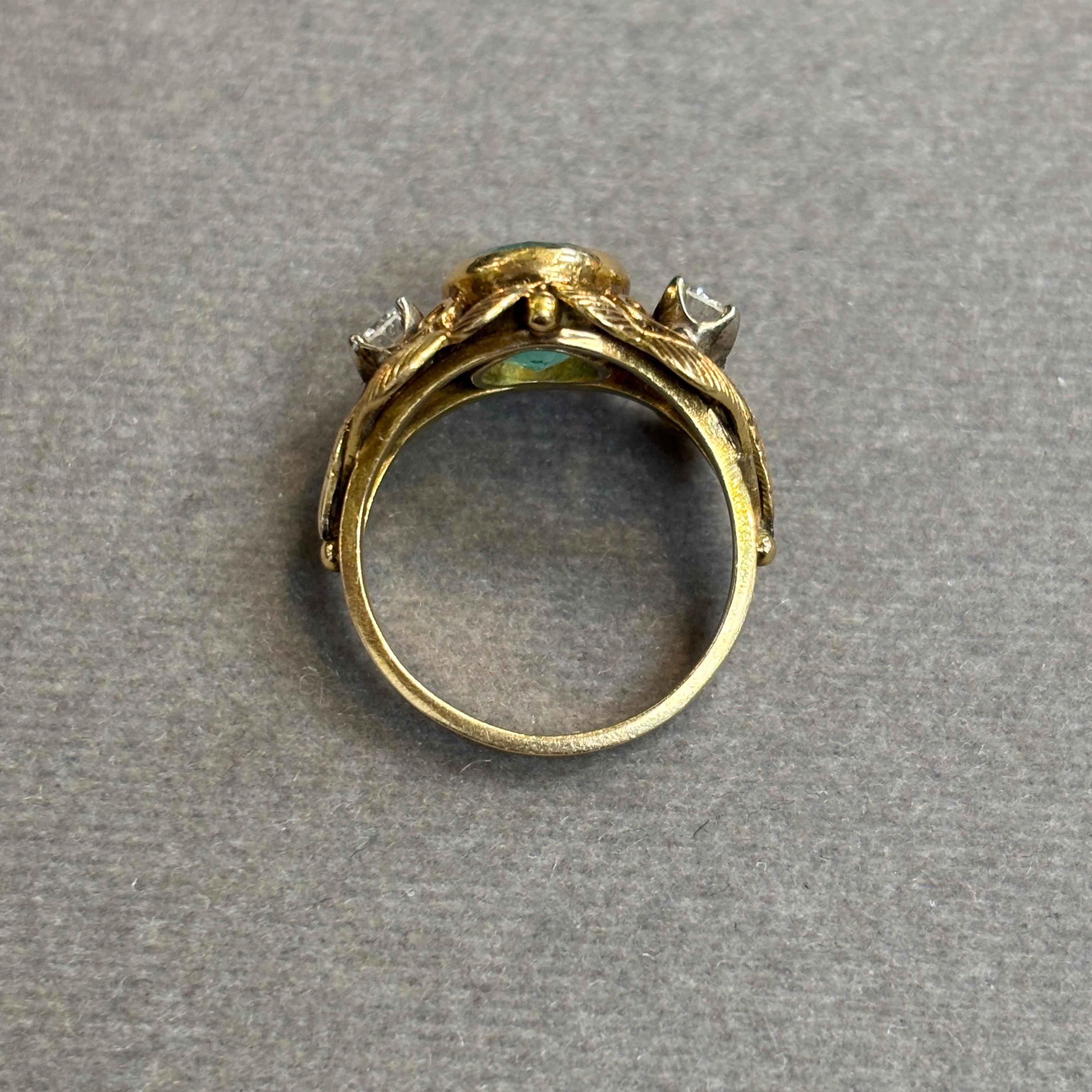 Anello retrò con smeraldo e diamante in vendita 2